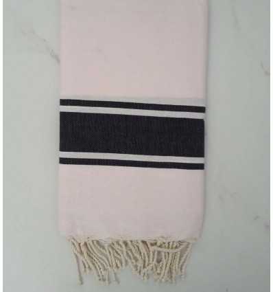 Flat light pink striped anthracite fouta