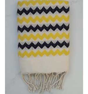 Beach towel zigzag ecru, yellow and black 