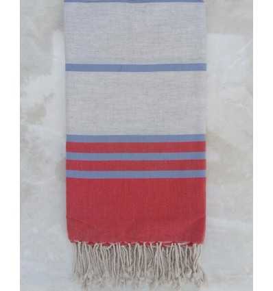 Red,light grey and blue throw