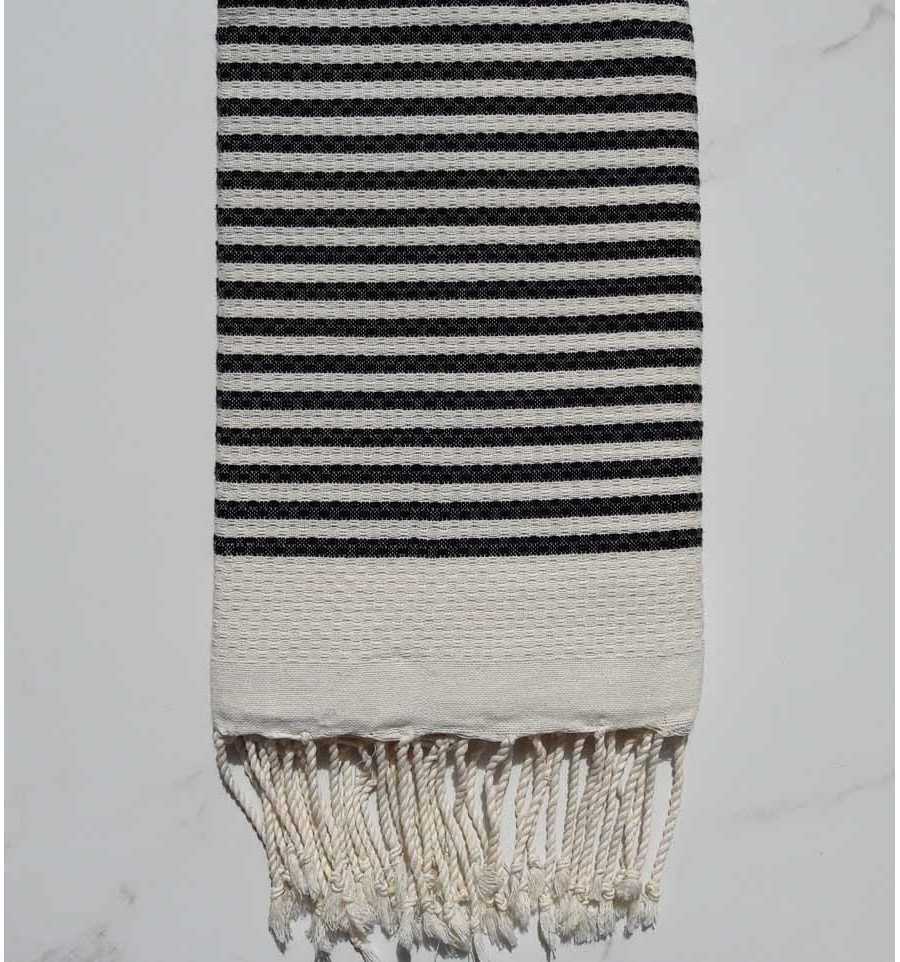 Fouta nido d'ape a righe nere 