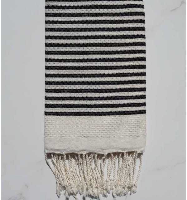 Fouta nido d'ape a righe nere 