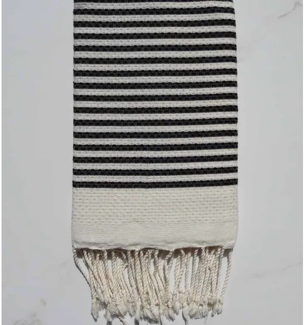 Fouta nido d'ape a righe nere 