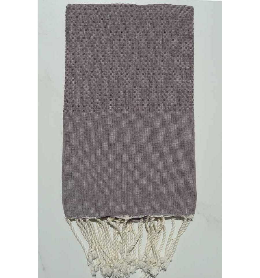 Plain Honeycomb taupe purple Fouta