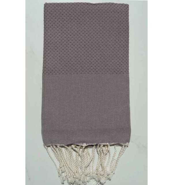 FOUTA Nid d'abeille unie gris bleu 