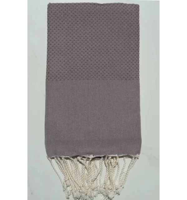 FOUTA Nid d'abeille unie gris bleu 