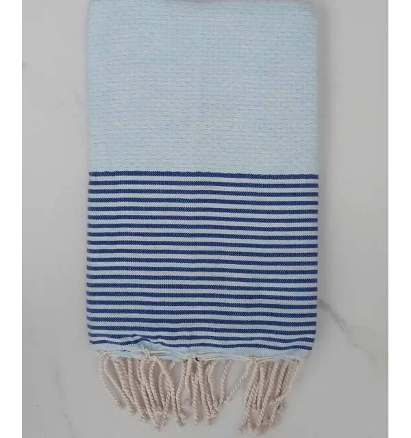 Honeycomb light blue striped blue Fouta 