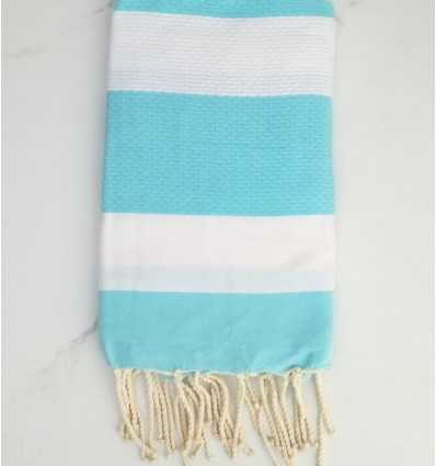 Honeycomb White and turquoise Fouta