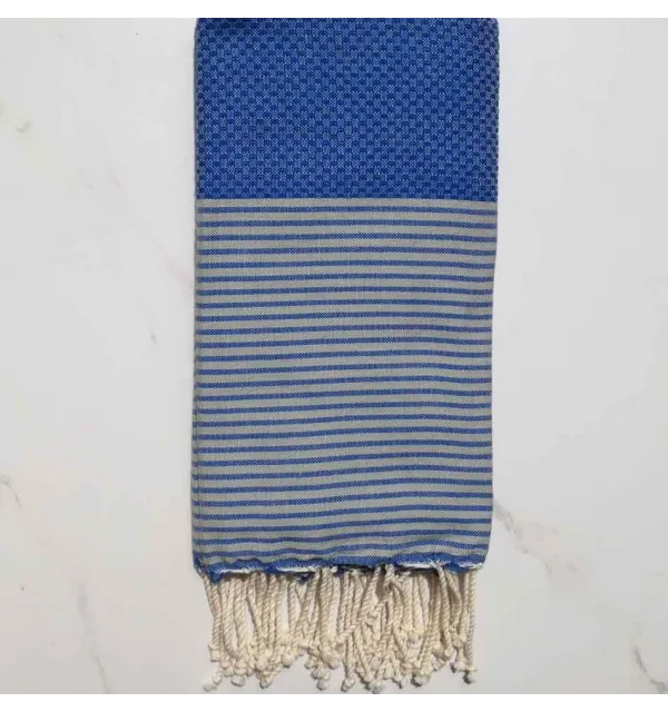 Beach towel honeycomb blue with stripes 