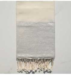 Flat cream white lurex fouta 