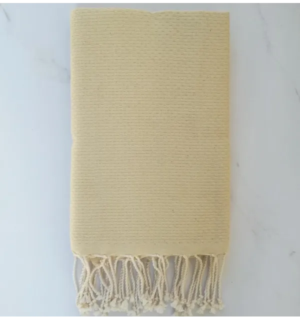 Plain honeycomb pale yellow fouta 