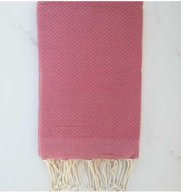 Plain honycomb candy pink beach towel 