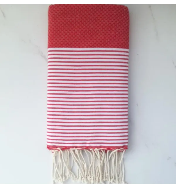 Honeycomb cherry red Fouta 