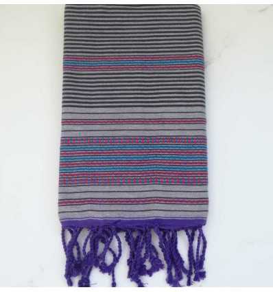 arabesque purple light striped anthracite beach towel