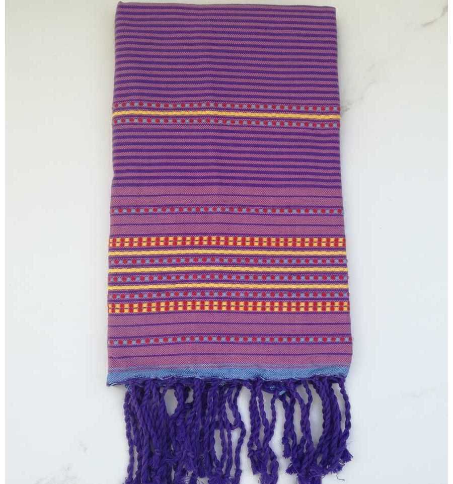 Fouta arabesque rayée rouge 