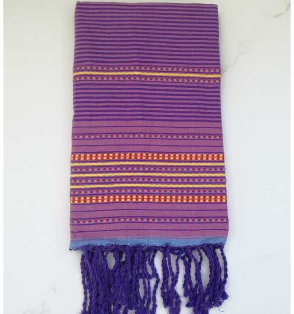 Fouta arabesque rayée rouge 