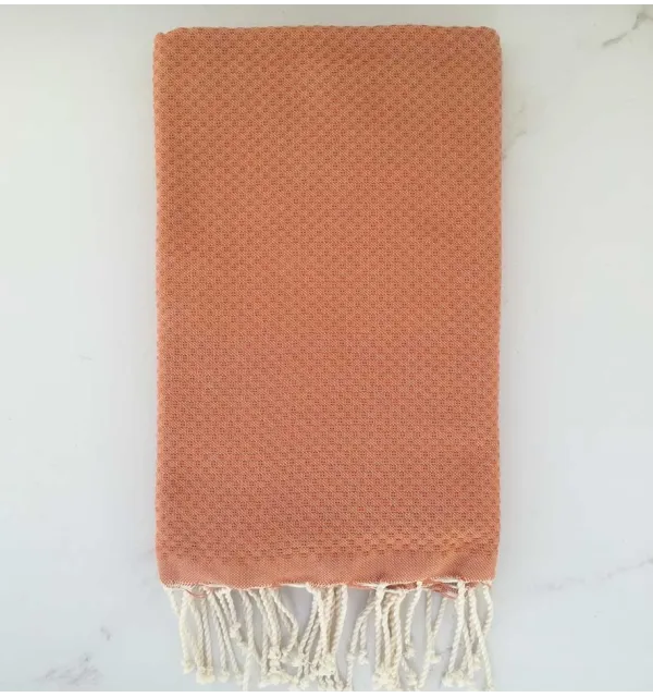 Apricot Plain Honeycomb Beach Towel 