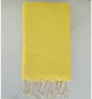 FOUTA Nid d'abeille unie jaune citron 