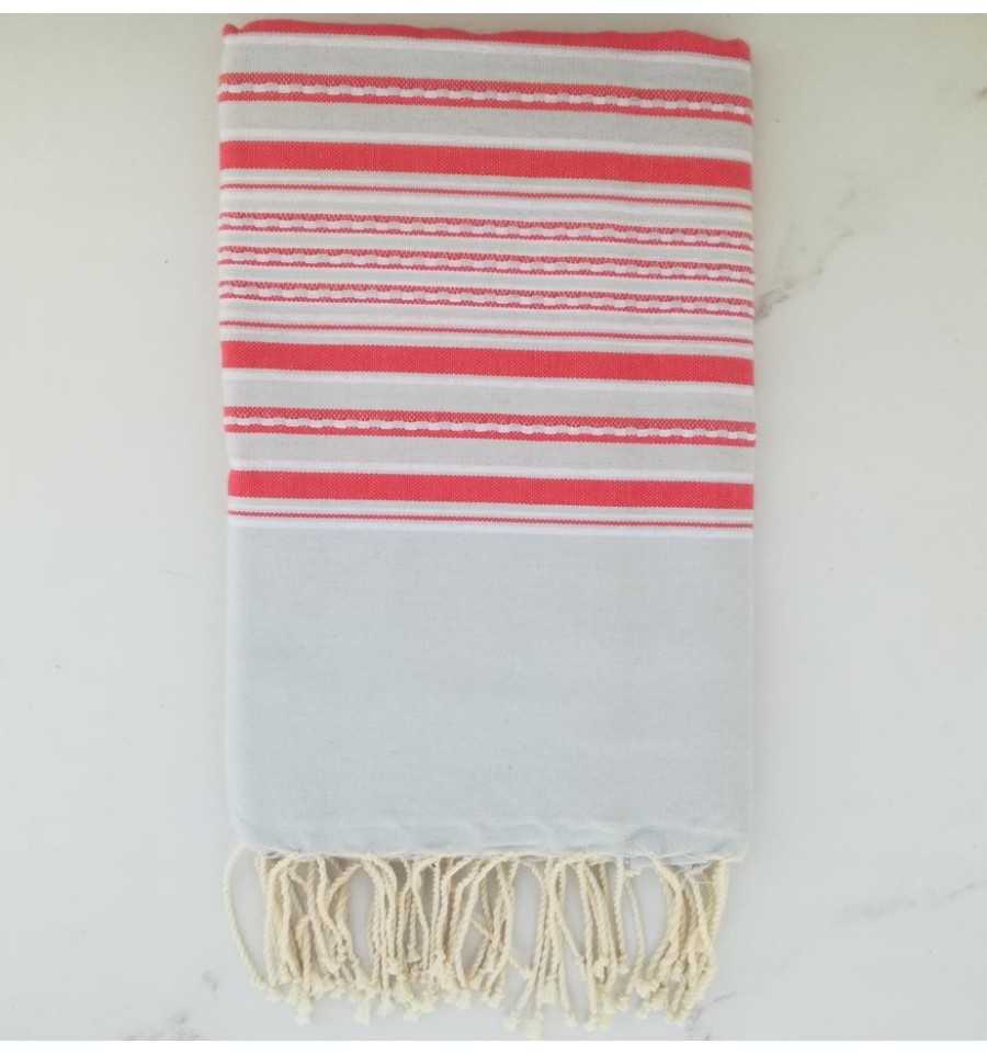 Fouta arabesque rayée rouge 
