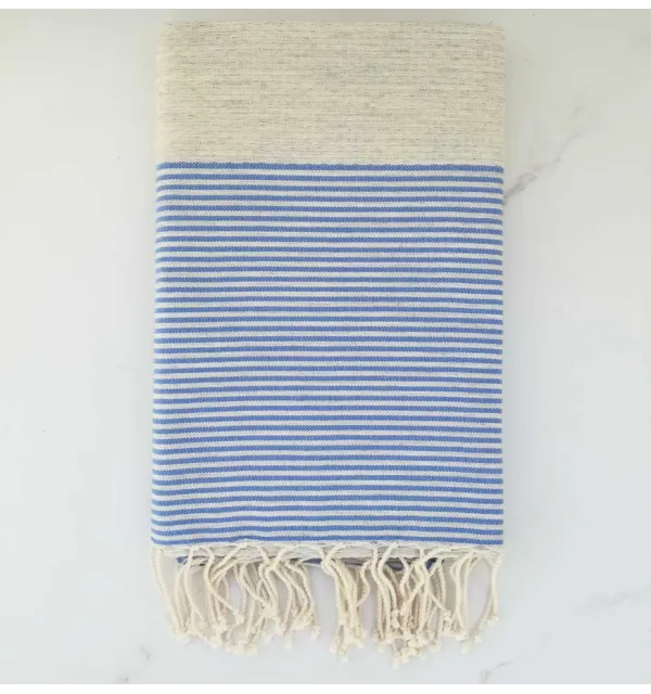 honeycomb light Grey striped blue beach towel 