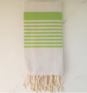 Beach towel arthur greige striped meadow green 