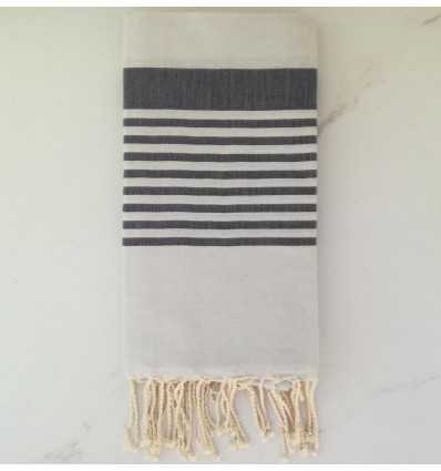 arthur Alabaster striped anthracite beach towel