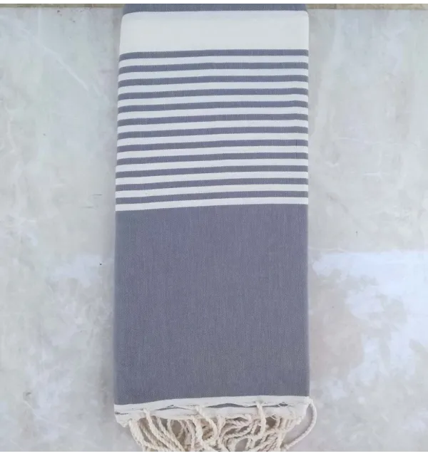 Gray blue Throw with stripes 