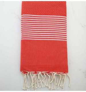 honeycomb red English beach towel 