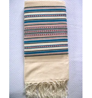 Fouta arabesca righe rosse coraillo blu 