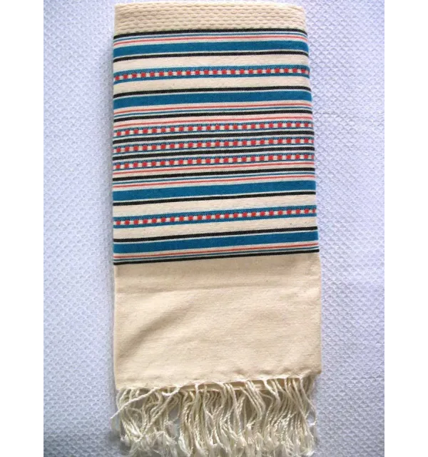 Fouta arabesca righe rosse coraillo blu 