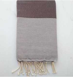 HONEYCOMB reddish brown striped white fouta 