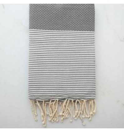 Honeycomb cement grey striped white fouta