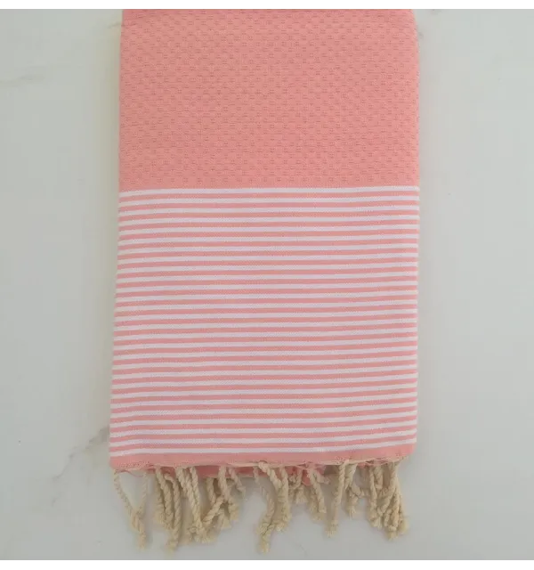 Honeycomb Salmon pink Fouta 