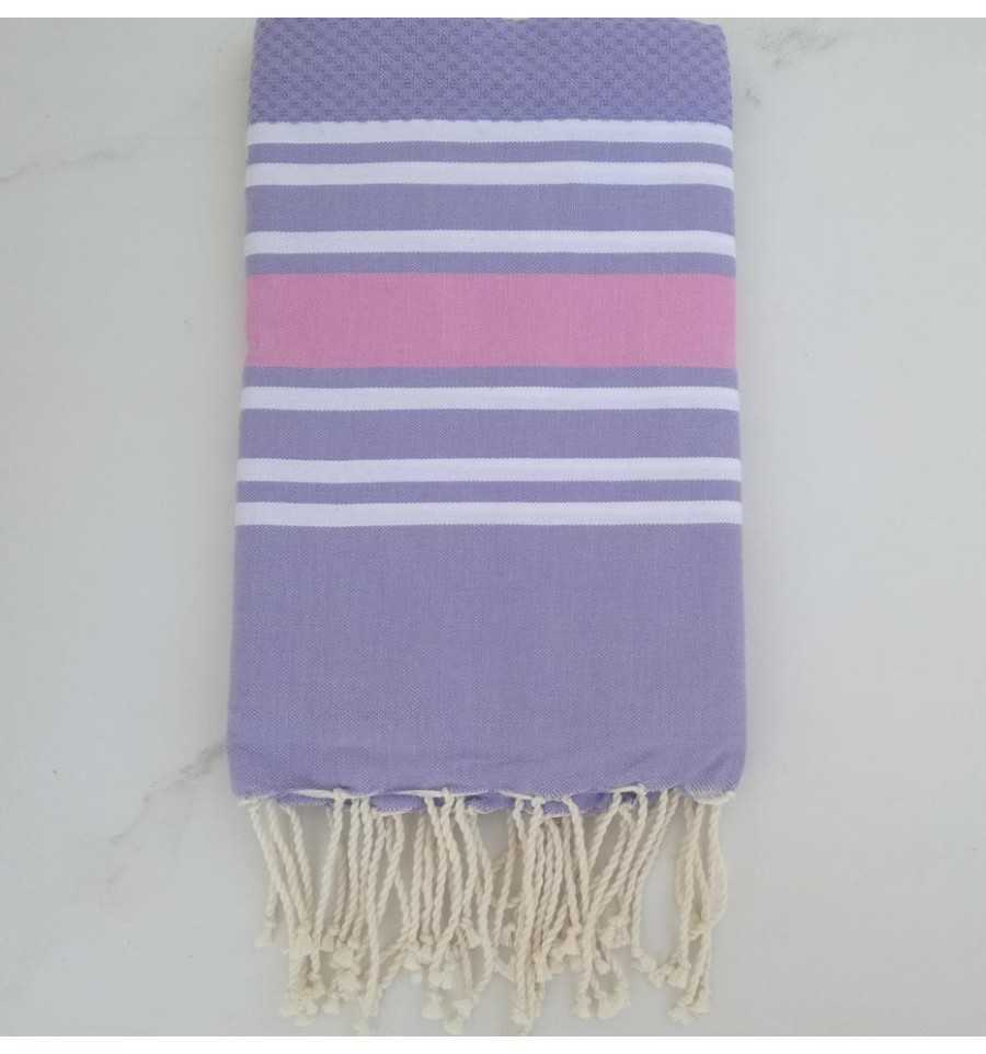 FOUTA NID D'ABEILLE vert pistache rayée rouge 