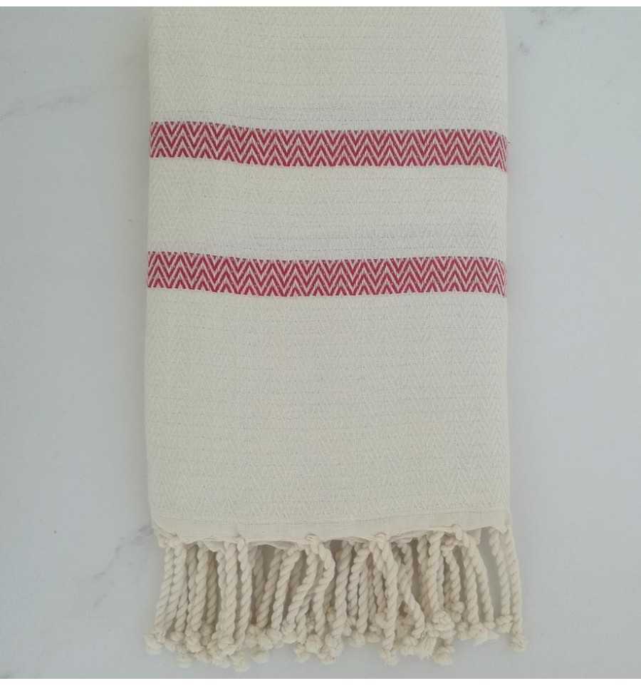 chevron white cream and red fouta