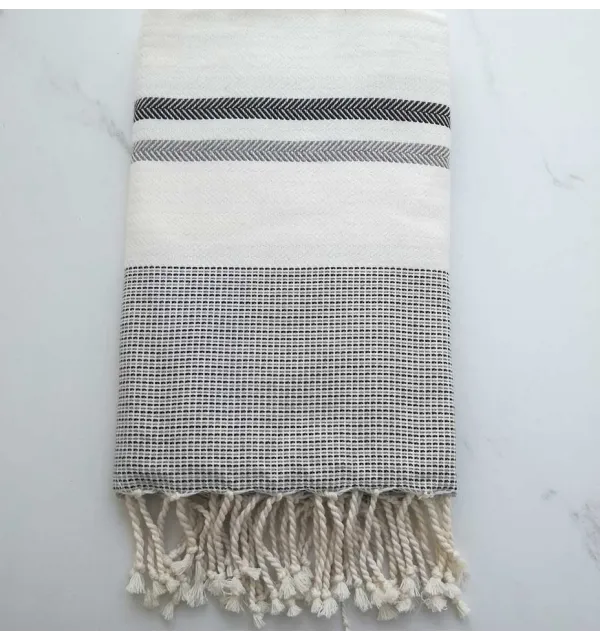 beach towel chevron   white, black and medium gray 