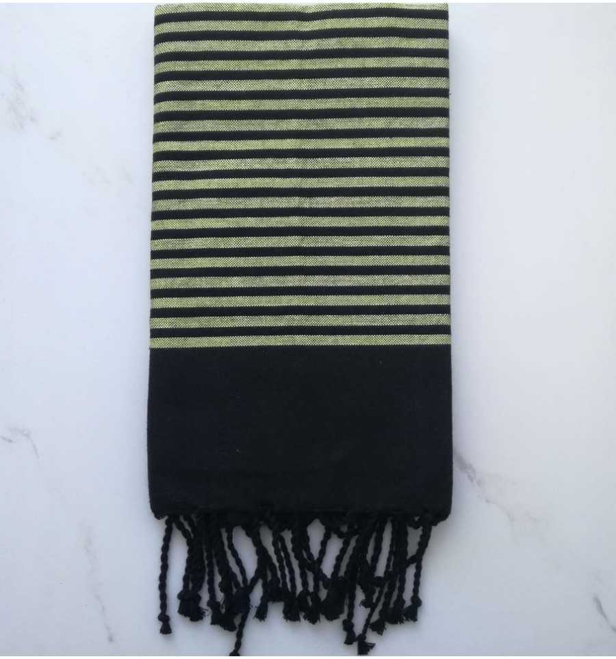 Flat black and light green lurex fouta