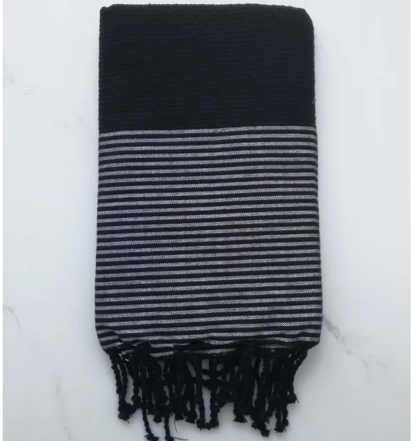 honeycomb black with silver lurex fouta 