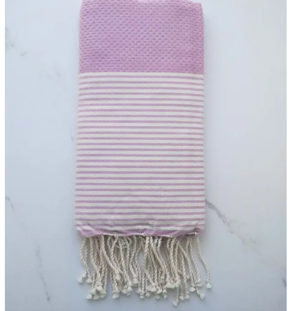 Honeycomb mauve striped white fouta 