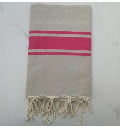 Flat light taupe striped pink Beach towel