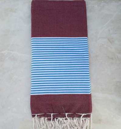 red bordeaux striped blue throw