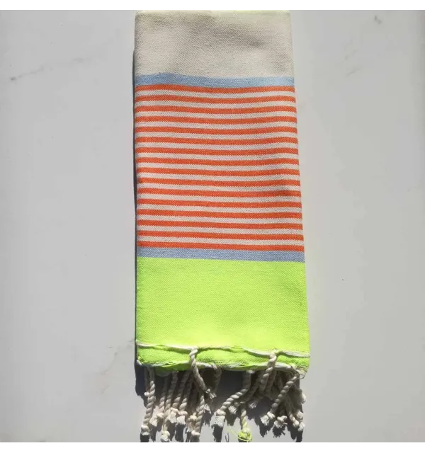 Neon, blue, orange and off-white children's beach towel 