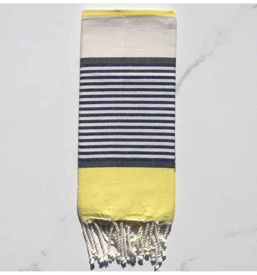 Yellow, slate, dark blue and off-white child beach towel 