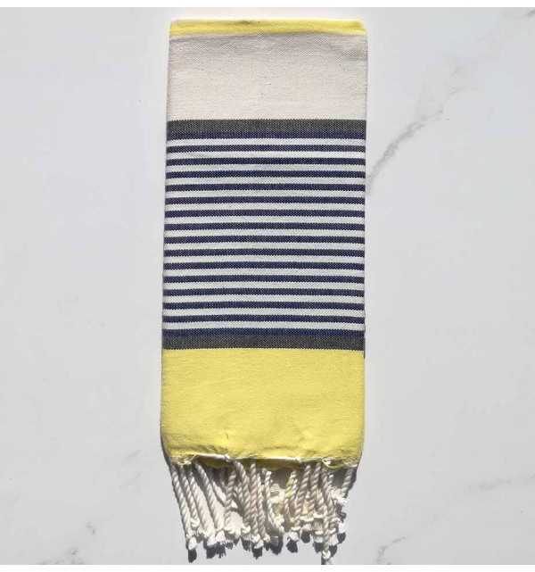Yellow, slate, dark blue and off-white child beach towel 