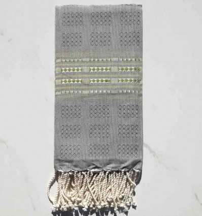 Fouta thalasso with olive green motifs