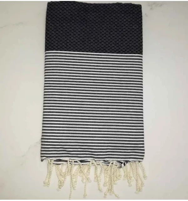 HONEYCOMB dark blue striped white fouta 