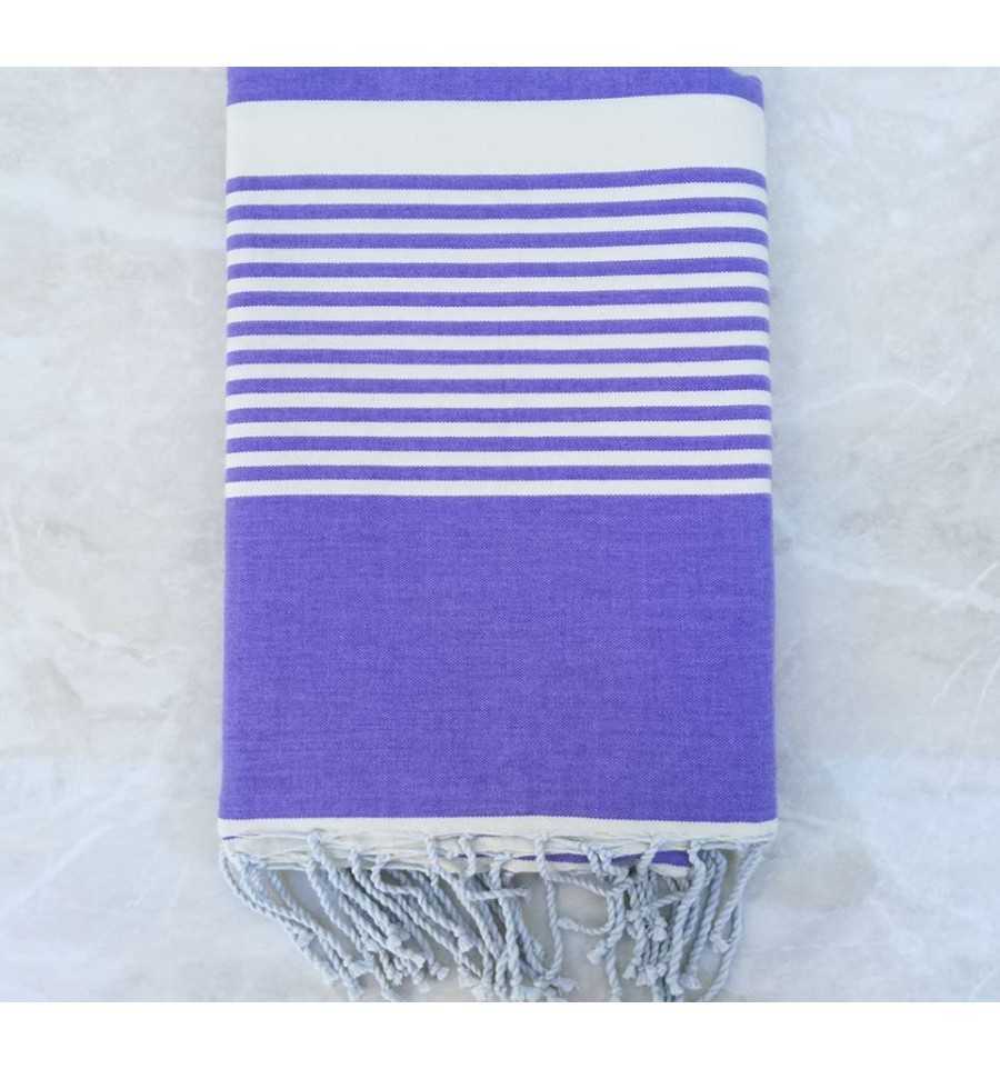 Lavender striped white throw