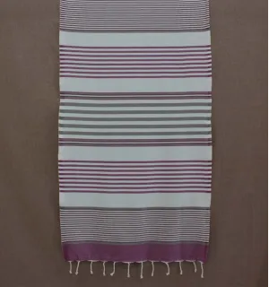Purple, burgundy, taupe and white children's beach towel  2