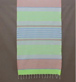 Neon, blue, orange and off-white children's beach towel  2