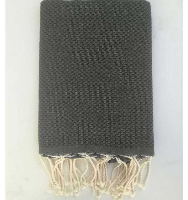 Plain honeycomb forest green beach towel 