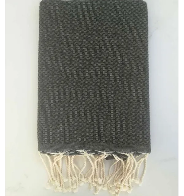Plain honeycomb forest green beach towel 